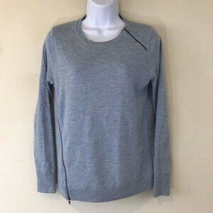 J Crew Baby Blue Thin Sweater with Zipper Accents